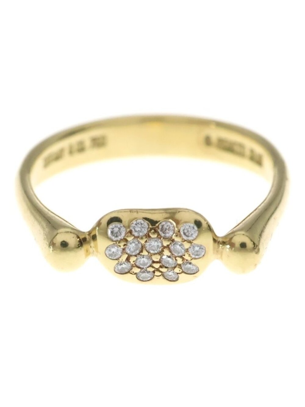 Tiffany & Co Elsa Peretti Bean Diamond Ring Pave 18k Yellow Gold